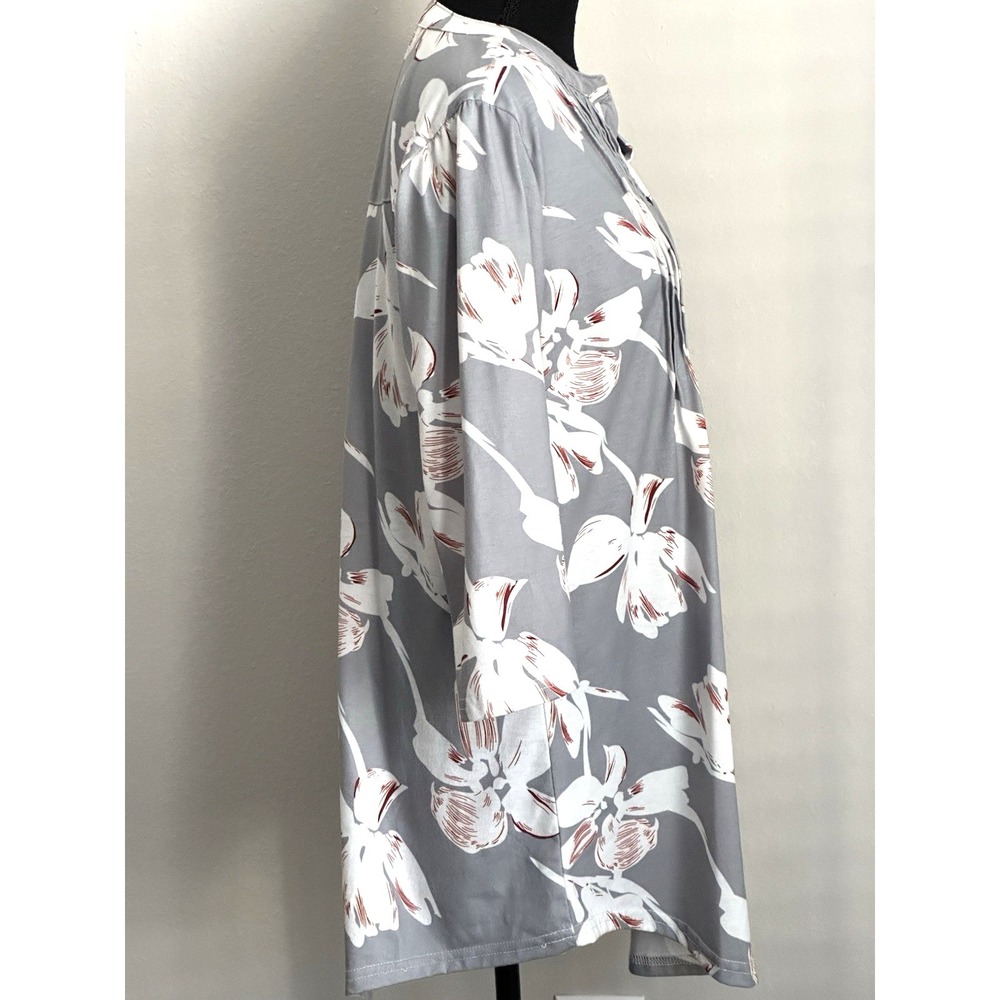 Reborn Women's Tunic/Dress Gray with Florals Size (L) - Picture 10 of 16
